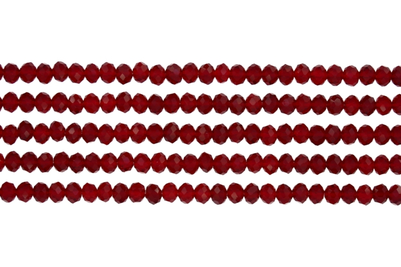 GLASS BEADS - FACETED RONDELLE CRYSTALS - 6x5mm - TRANSPARENT - BORDEAUX 035 - STRING (88pcs.) Hole:1.2mm