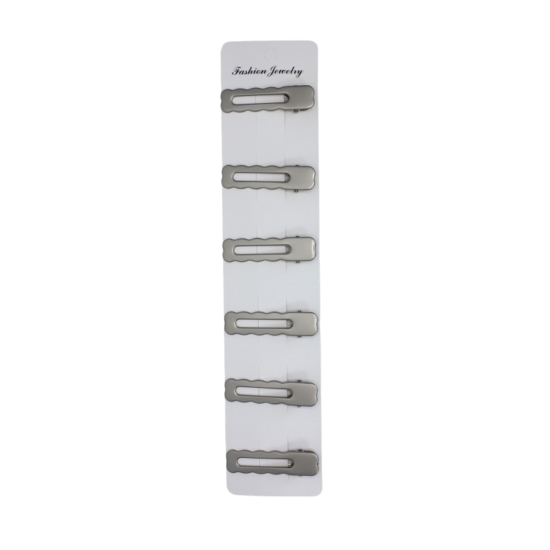 JEWELRY - METAL SNAP HAIR CLIP - METAL - MODEL 16 - 6.0x1.5x1.1cm NICKEL (MATTE) - PACKAGE 6pcs.