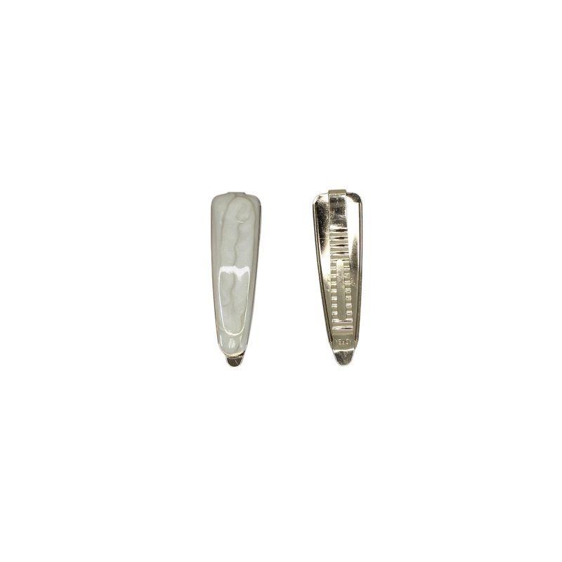 JEWELRY - METAL SNAP HAIR CLIP - METAL AND ENAMEL - MODEL 18 - 7.3x2.0x0.4cm GOLD AND ECRU - 2pcs.