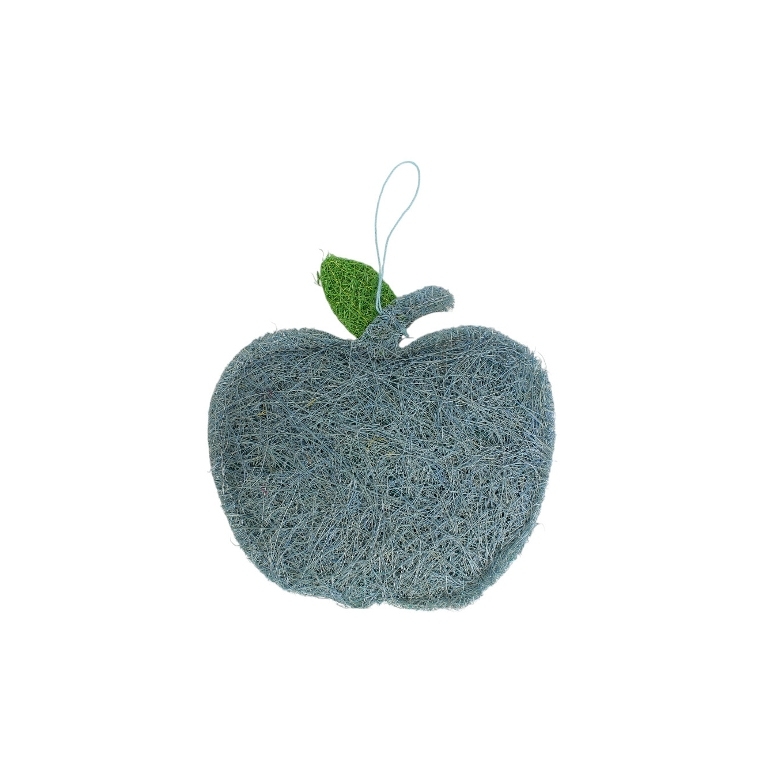 MATERIALS FOR CRAFT AND DECORATION - COCONUT GRASS FIGURES - APPLE 01 - PENDANT - 16x17x2cm - TURQUOISE (LIGHT)-GREEN - 1pc.