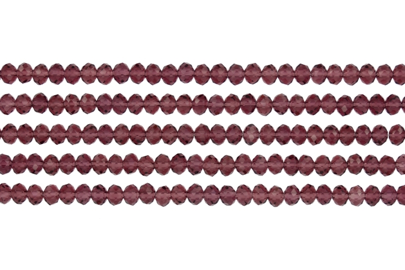 GLASS BEADS - FACETED RONDELLE CRYSTALS - 6x5mm - TRANSPARENT - PURPLE 013 - STRING (88pcs.) Hole:1.2mm