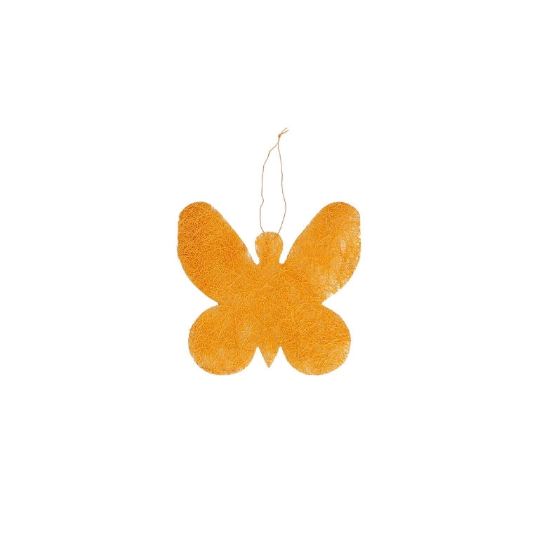 MATERIALS FOR CRAFT AND DECORATION - COCONUT GRASS FIGURES - BUTTERFLY 01 - PENDANT - 15x15x0.25cm - ORANGE (LIGHT)-ORANGE - PACKAGE 20pcs.