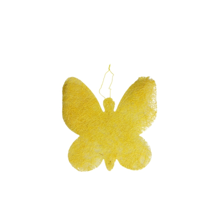 MATERIALS FOR CRAFT AND DECORATION - COCONUT GRASS FIGURES - BUTTERFLY 01 - PENDANT - 19x19x0.2cm - YELLOW (LIGHT)-YELLOW - 1pc.