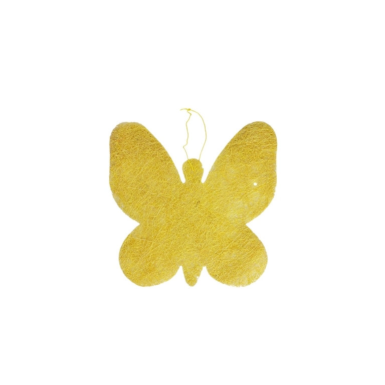 MATERIALS FOR CRAFT AND DECORATION - COCONUT GRASS FIGURES - BUTTERFLY 01 - PENDANT - 19x19x0.2cm - YELLOW (DARK)-YELLOW - PACKAGE 6pcs.