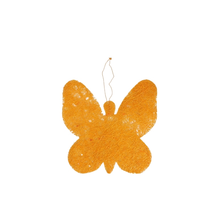 MATERIALS FOR CRAFT AND DECORATION - COCONUT GRASS FIGURES - BUTTERFLY 01 - PENDANT - 19x19x0.2cm - ORANGE (LIGHT)-ORANGE - 1pc.