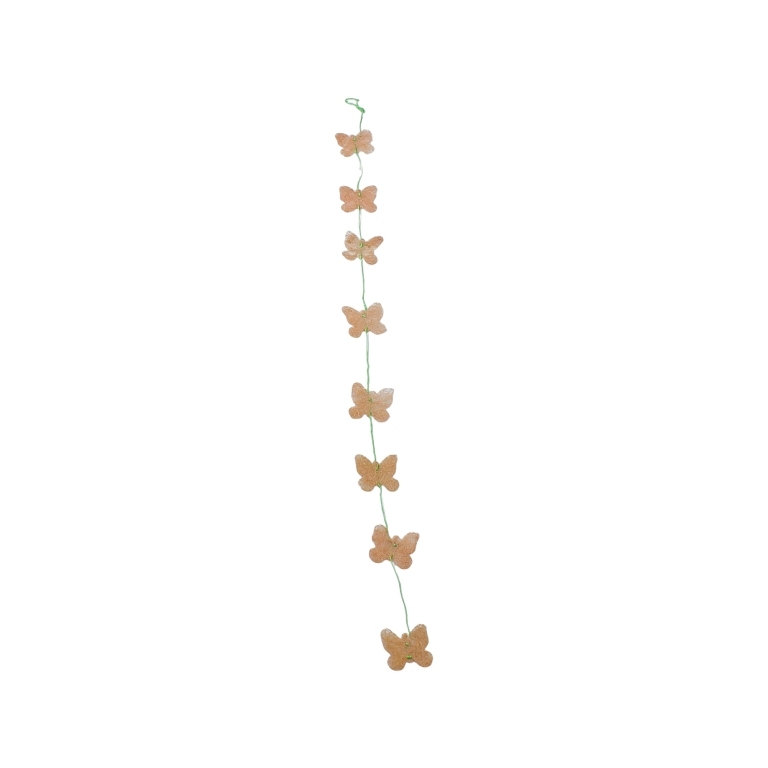 MATERIALS FOR CRAFT AND DECORATION - COCONUT GRASS FIGURES - BUTTERFLY 01 - GARLAND - 5x5x0.15cm - BEIGE-GREEN (DARK) - 1pc.