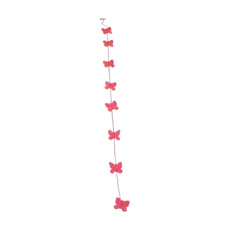 MATERIALS FOR CRAFT AND DECORATION - COCONUT GRASS FIGURES - BUTTERFLY 01 - GARLAND - 5x5x0.15cm - CORAL-CYCLAMEN - 1pc.