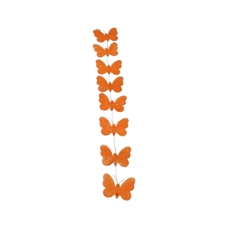 MATERIALS FOR CRAFT AND DECORATION - COCONUT GRASS FIGURES - BUTTERFLY 02 - GARLAND - 11x10x0.25cm - ORANGE-CYCLAMEN (DARK) - PACKAGE 6pcs.