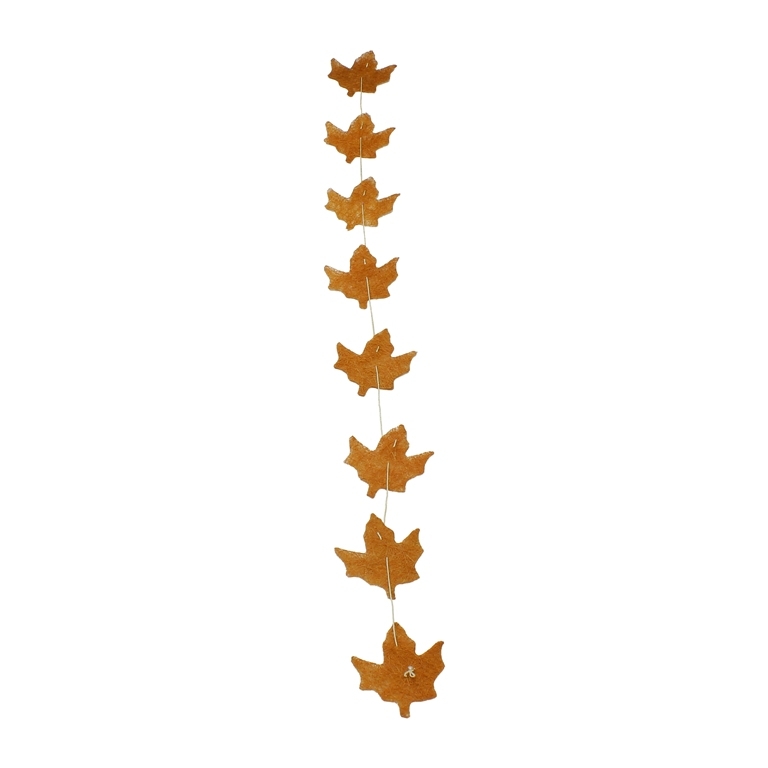 MATERIALS FOR CRAFT AND DECORATION - COCONUT GRASS FIGURES - LEAF 01 - GARLAND - 10x12x0.2cm - BROWN-ECRU - PACKAGE 6pcs.