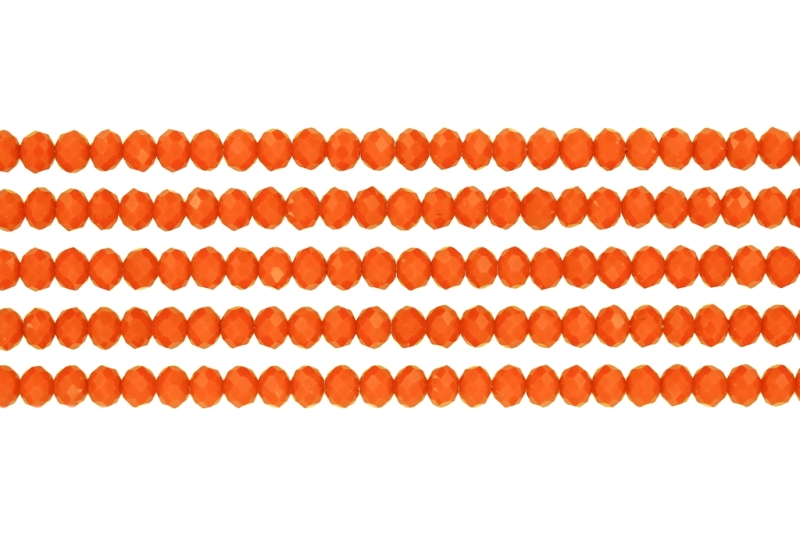 СТЪКЛЕНИ МЪНИСТА - КРИСТАЛИ - 6х5мм - ПЛЪТНИ - ОРАНЖЕВО 064 - НАНИЗ (88 бр.) Отвор-1.2мм