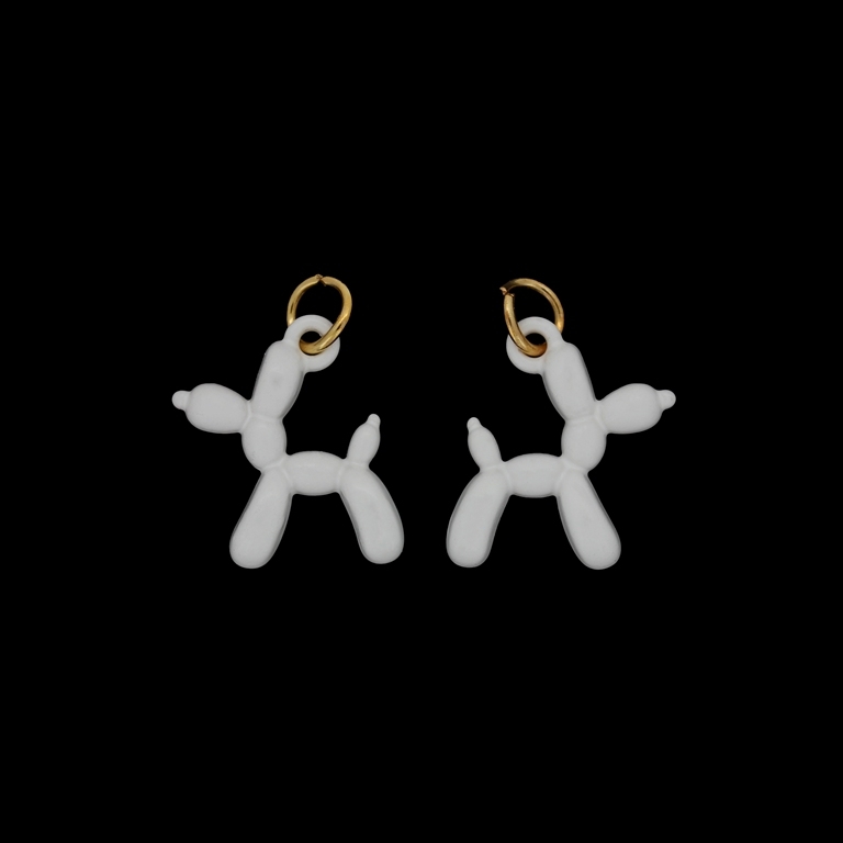 METAL BEADS WITH ENAMEL - PENDANT - DOG 08 - 15x18x5mm WHITE - PACKAGE 40pcs. Hole-1.8mm