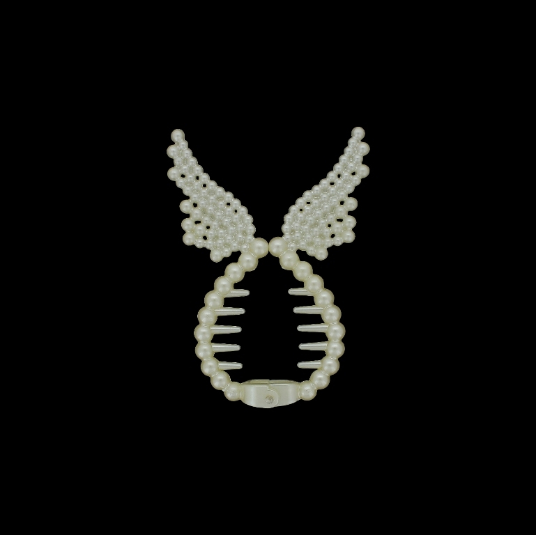 JEWELRY - ACCESSORY FOR HAIR - ACCESSORIES FOR BUN - MODEL 01 - ANGEL WINGS - 7x10x1.6cm NICKEL AND ECRU - PACKAGE 3pcs.