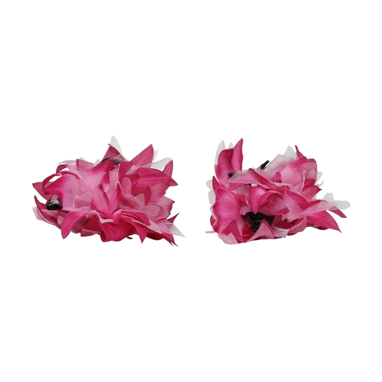 JEWELRY - BRACKET - CLAW HAIR CLIP WITH TEXTILE - FLOWERS SH080 - 10x8x5cm BLACK AND CYCLAMEN - PACKAGE 3pcs.