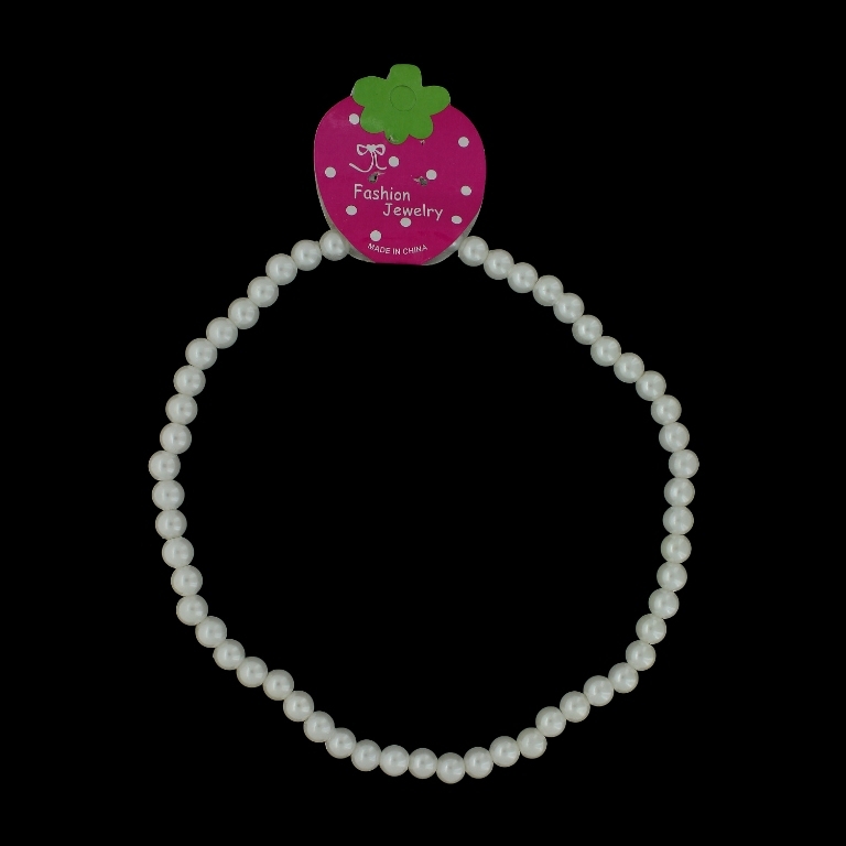 JEWELRY - NECKLACE - ELASTIC - PLASTIC PEARLS - BALL K111 - WHITE - PACKAGE 6pcs.