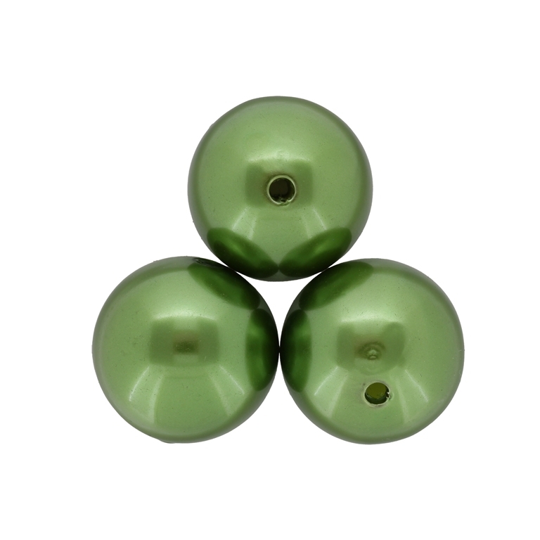 ACRYLIC IMITATION PLASTIC PEARLS - BALL - 25mm GREEN MILITARY 30 - 50g Hole-2.5mm (6pcs.)