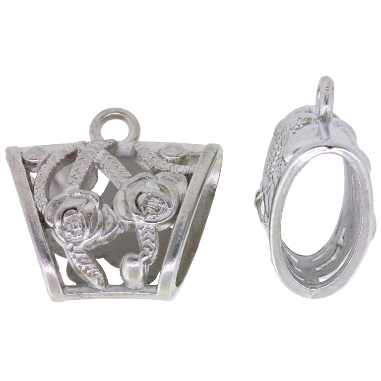 METAL PLATED PLASTIC / CCB PENDANTS - TRAPEZOID ROSES 01 RELIEF - 40x37x20mm NICKEL - 50g Hole-3.0mm (10pcs.)