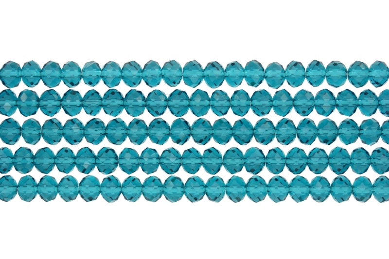 СТЪКЛЕНИ МЪНИСТА - КРИСТАЛИ - 8х6мм - ПРОЗРАЧНИ - ТЮРКОАЗ 022 - ПАКЕТ (5х66 бр.) Отвор-1.5мм