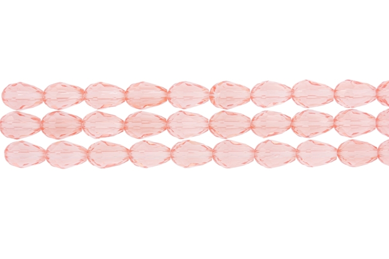 GLASS BEADS - TEARDROP CRYSTALS - 8x12mm - TRANSPARENT - PINK 031 - PACKAGE (3x60pcs.) Hole-1.5mm