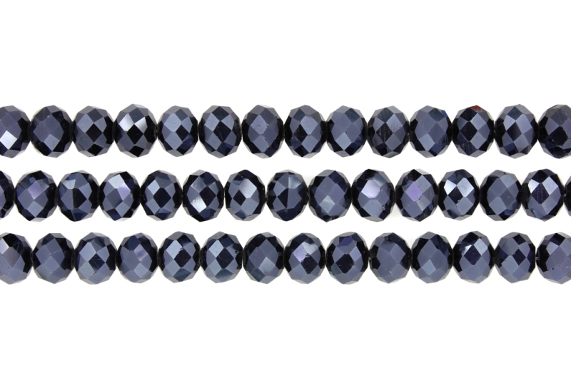 GLASS BEADS - FACETED RONDELLE CRYSTALS - 10x8mm - METALLIC - HEMATITE 113 - STRING (70pcs.) Hole-1.5mm