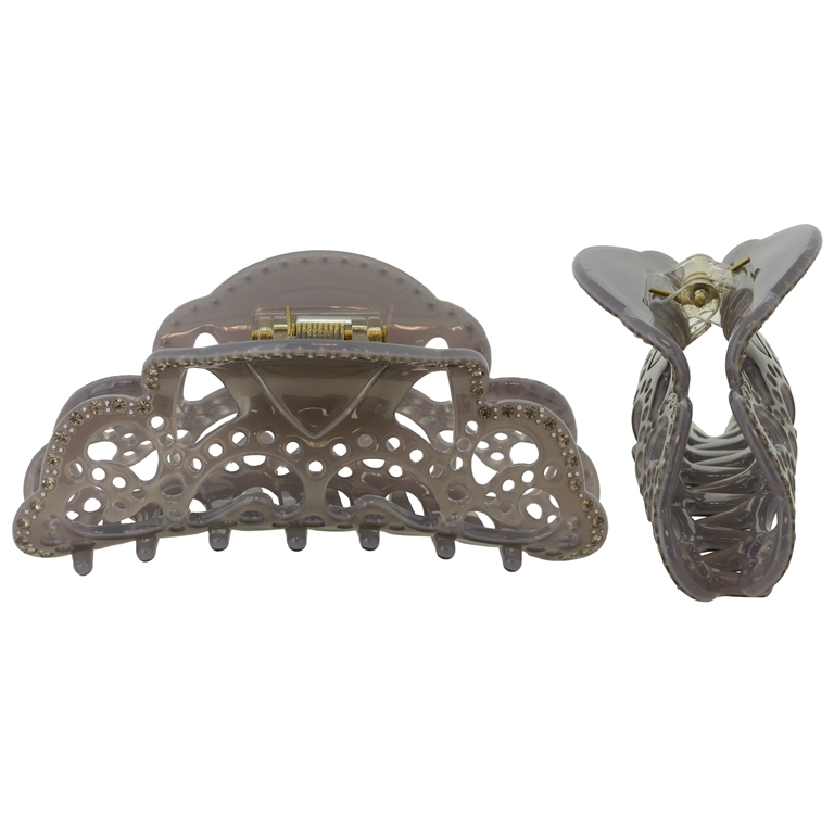 JEWELRY - BRACKET - CLAW HAIR CLIP WITH GLASS CRYSTALS SH090 - FORMS - 10x4.2x2.7cm GOLD AND GRAY - 1pc.
