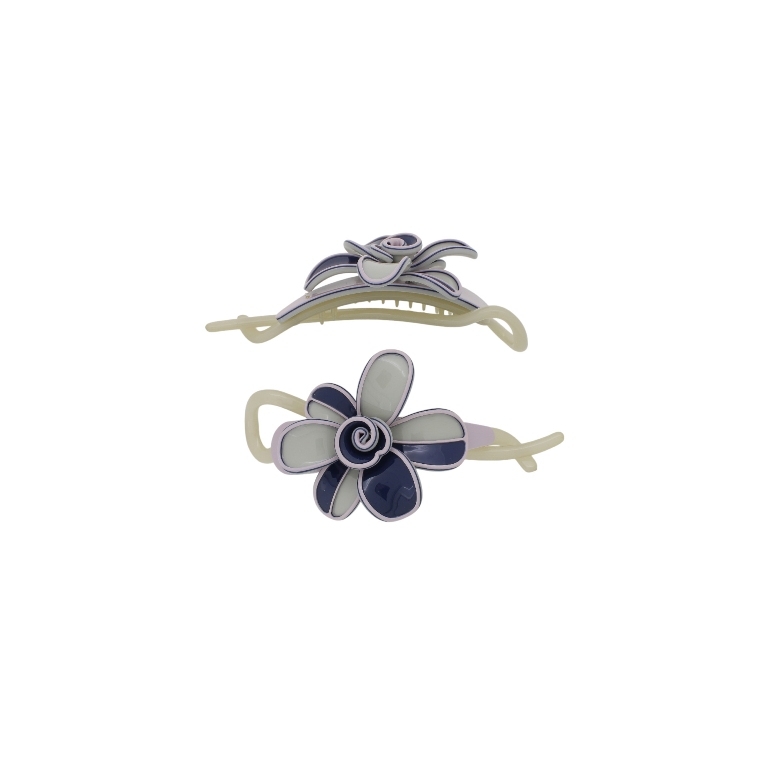 JEWELRY - RESIN BRACKET FOR HAIR SH107 - FLOWER - 11x5.6x2.5cm GRAY-PURPLE (LIGHT)-BLUE (DARK) - 1pc.