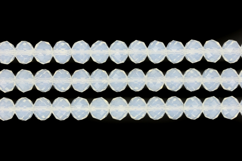 GLASS BEADS - FACETED RONDELLE CRYSTALS - 10x8mm - MILKY - TRANSPARENT 036 - PACKAGE (3x70pcs.) Hole-1.5mm