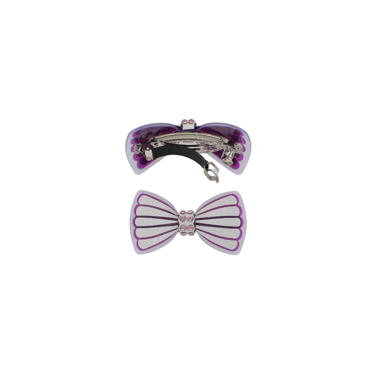 JEWELRY - BRACKET FOR HAIR WITH GLASS CRYSTALS SH095 - RIBBON - 8.5x4.6x2.5cm PURPLE (LIGHT)-PURPLE (DARK)-GRAY - 1pc.