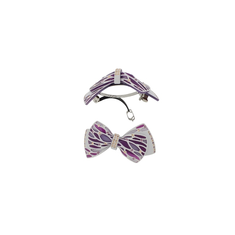 JEWELRY - BRACKET FOR HAIR WITH GLASS CRYSTALS SH097 - RIBBON - 8.1x4.5x3.6cm PURPLE-GRAY (LIGHT)-PURPLE (DARK) - 1pc.