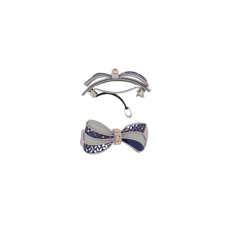 JEWELRY - BRACKET FOR HAIR WITH GLASS CRYSTALS SH098 - RIBBON - 8.1x4.5x3.6cm PURPLE (LIGHT)-PURPLE (DARK)-GRAY - 1pc.