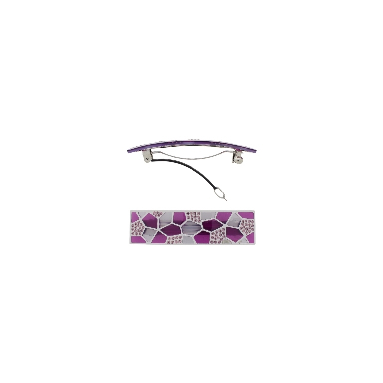 JEWELRY - BRACKET FOR HAIR WITH GLASS CRYSTALS SH099 - FORMS - 8.7x2.4x1.3cm PURPLE-PINK-WHITE - PACKAGE 2pcs.