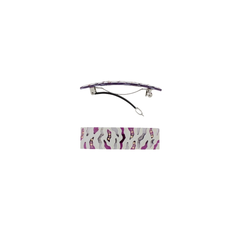 JEWELRY - BRACKET FOR HAIR WITH GLASS CRYSTALS SH100 - FORMS - 8.7x2.4x1.3cm PURPLE AND BEIGE - PACKAGE 2pcs.