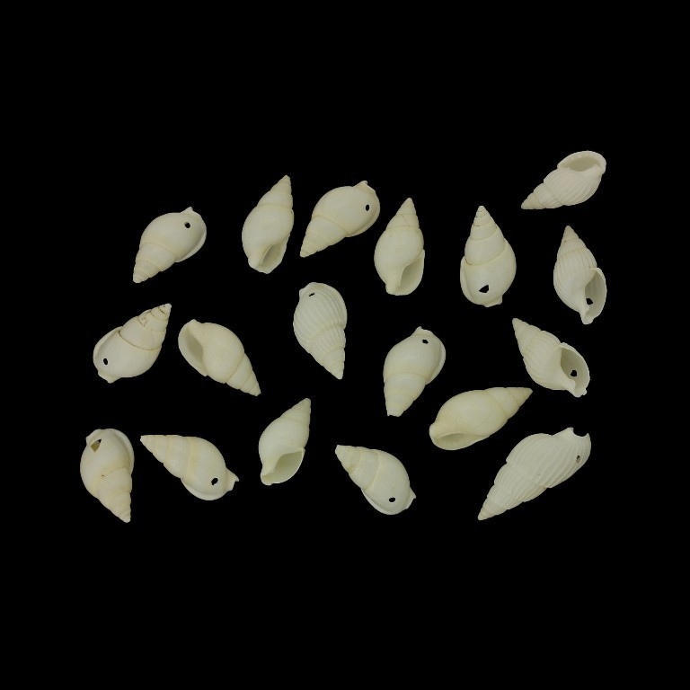SHELL BEADS - PENDANT - MODEL 03 - 20x10x9mm ECRU (LIGHT) - 25g Hole-1.0mm (64pcs.)