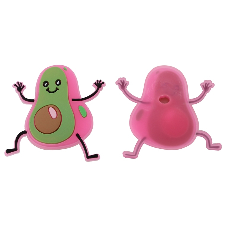 PLASTIC BEADS - RUBBER 3D - FOR GLUING - AVOCADO 07 - 65x72x3mm PINK (DARK)-GREEN-BROWN - 4pcs.