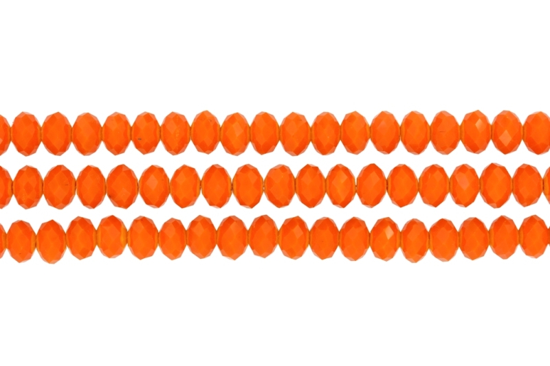 СТЪКЛЕНИ МЪНИСТА - КРИСТАЛИ - 10х8мм - ПЛЪТНИ - ОРАНЖЕВО 064В - НАНИЗ (70 бр.) Отвор-1.5мм
