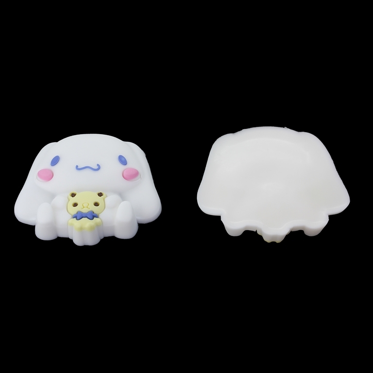 PLASTIC BEADS - RUBBER 3D - FOR GLUING - RABBIT 14 WITH BEAR - 52x45x10mm WHITE-BLUE-PINK-YELLOW - 2pcs.