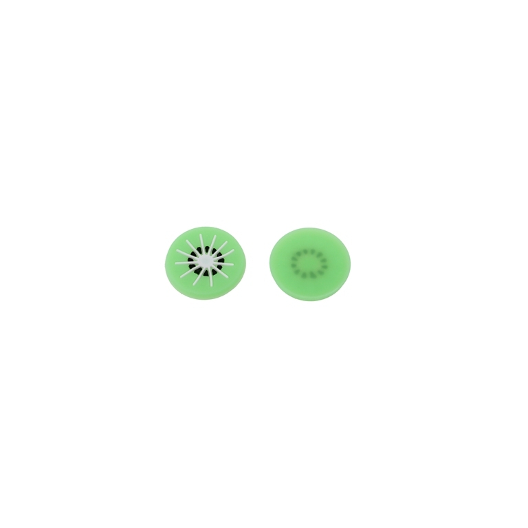 PLASTIC BEADS - RUBBER 3D - FOR GLUING - KIWI 02 - 20x2mm GREEN (LIGHT)-WHITE - 20pcs.