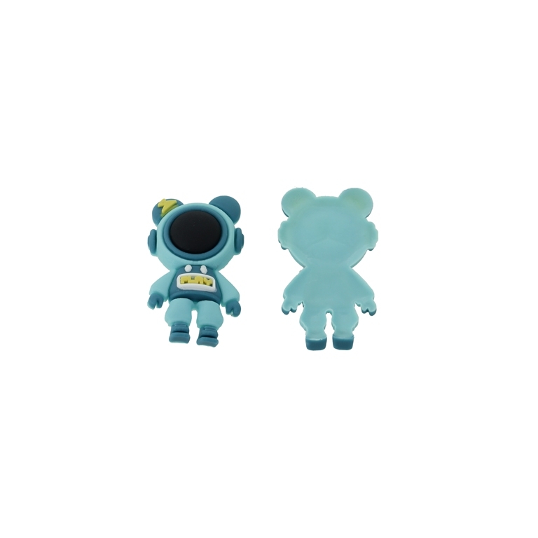 PLASTIC BEADS - RUBBER 3D - FOR GLUING - COSMONAUT 04 - 25x45x8mm TURQUOISE (DARK)-TURQUOISE (LIGHT)-BLACK - 6pcs.