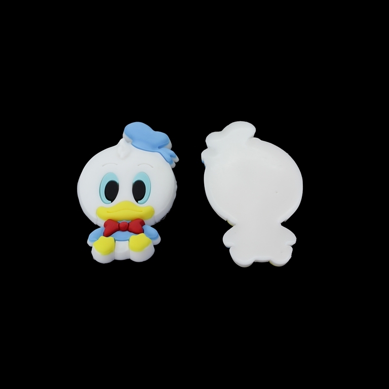 PLASTIC BEADS - RUBBER 3D - FOR GLUING - DONALD DUCK 04 - 35x56x8mm WHITE-BLUE-MINT-YELLOW (LIGHT) - 2pcs.