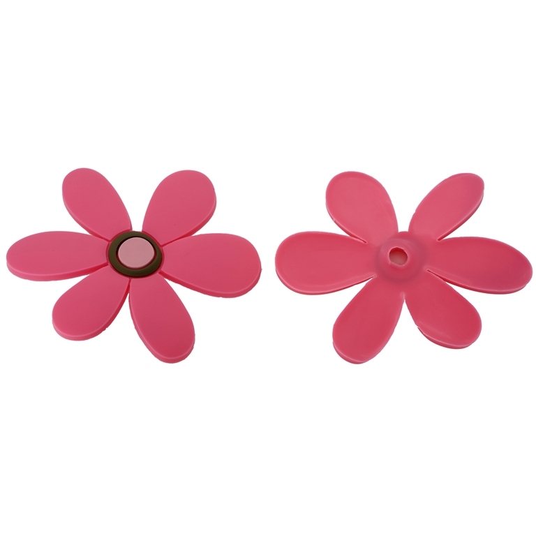 PLASTIC BEADS - RUBBER 3D - FOR GLUING - FLOWER 17 - 62x76x2.5mm PINK-BROWN (DARK)-PINK (LIGHT) - 4pcs.