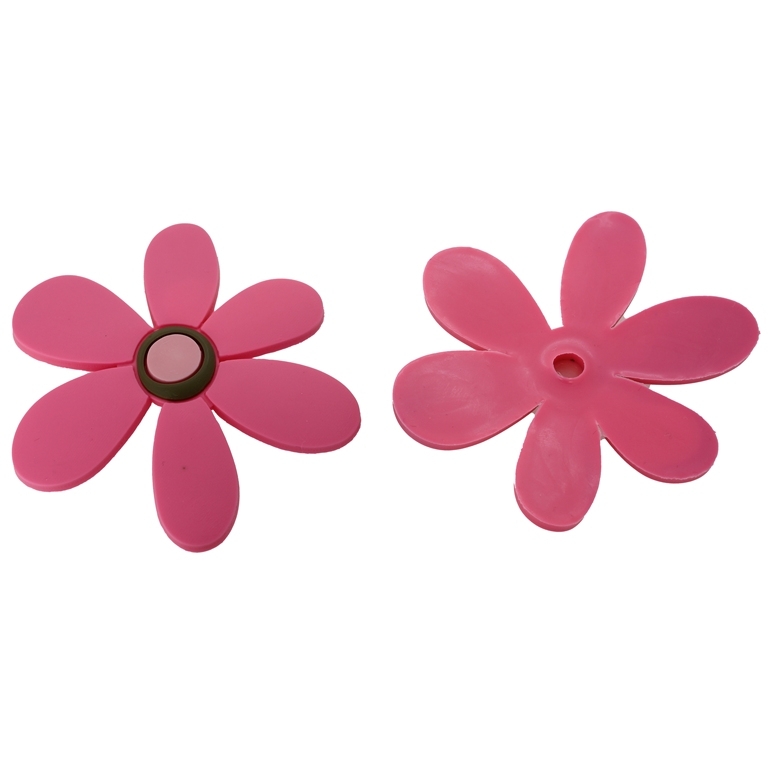 PLASTIC BEADS - RUBBER 3D - FOR GLUING - FLOWER 17 - 62x76x3mm PINK (DARK)-BROWN-PINK (LIGHT) - SECOND-RATE - 4pcs.