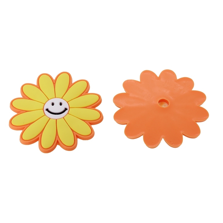 PLASTIC BEADS - RUBBER 3D - FOR GLUING - FLOWER 18 - 60x3mm ORANGE-YELLOW-WHITE - PACKAGE 20pcs.