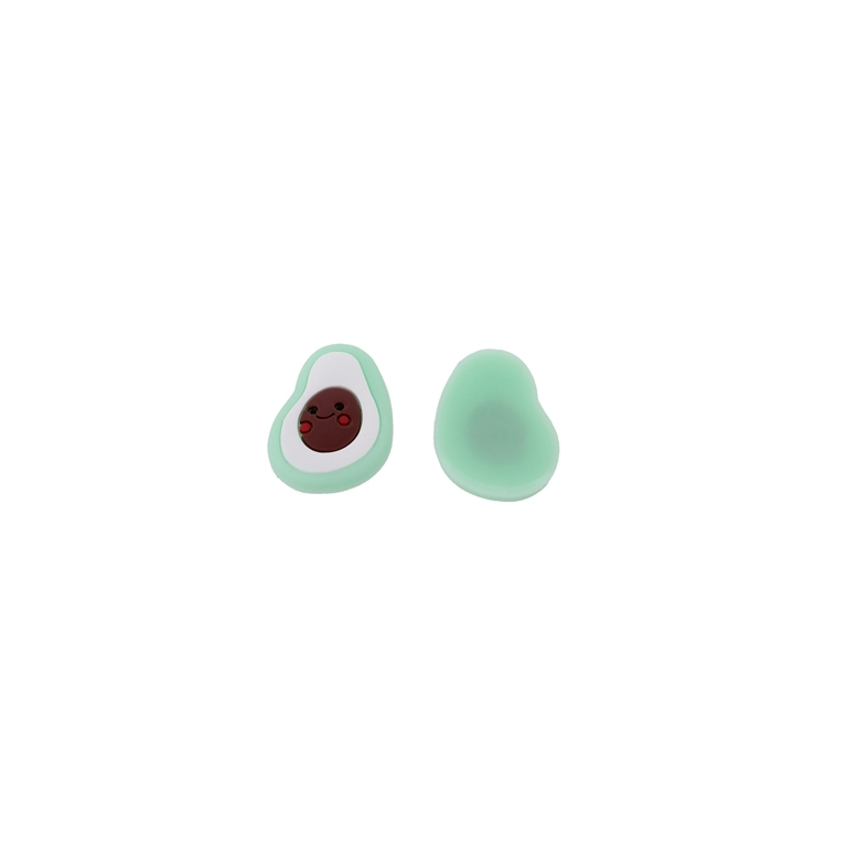 PLASTIC BEADS - RUBBER 3D - FOR GLUING - AVOCADO 08 - 18x26x3mm GREEN (LIGHT)-WHITE-BROWN - 10pcs.