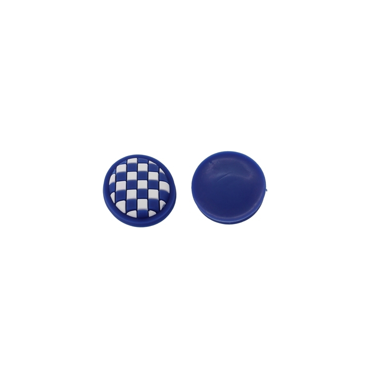 PLASTIC BEADS - RUBBER 3D - FOR GLUING - OVAL 01 - 25x29x6mm BLUE (DARK)-WHITE - 8pcs.