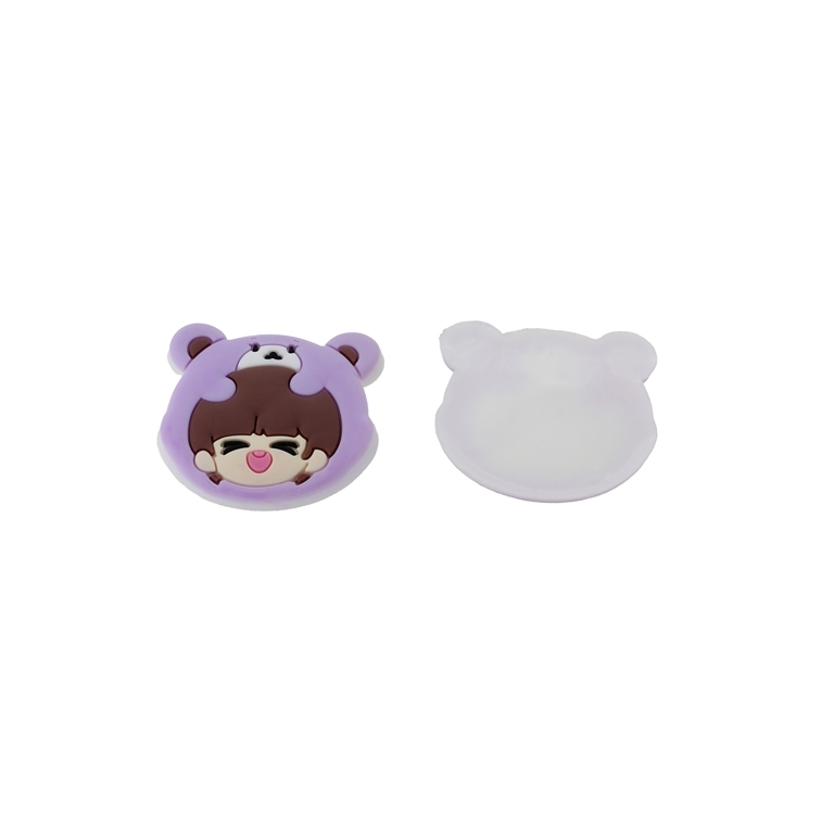 PLASTIC BEADS - RUBBER 3D - FOR GLUING - GIRL 29 - 35x32x5mm PURPLE-BROWN-ECRU - 6pcs.