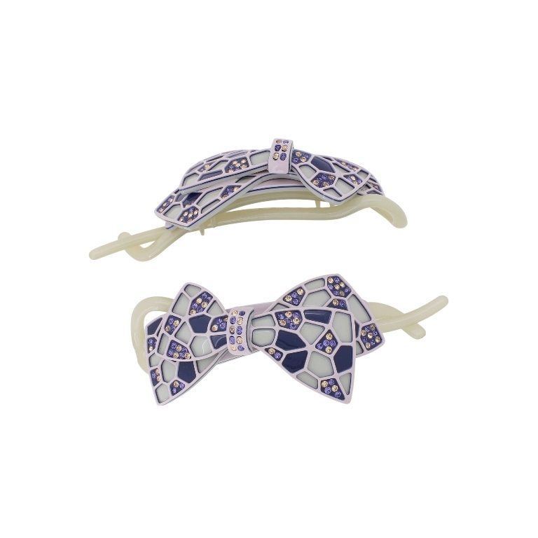 JEWELRY - RESIN BRACKET FOR HAIR WITH GLASS CRYSTALS SH108 - RIBBON - 10.5x4.0x2.6cm PURPLE (LIGHT)-BLUE (DARK)-GRAY - 1pcs. 