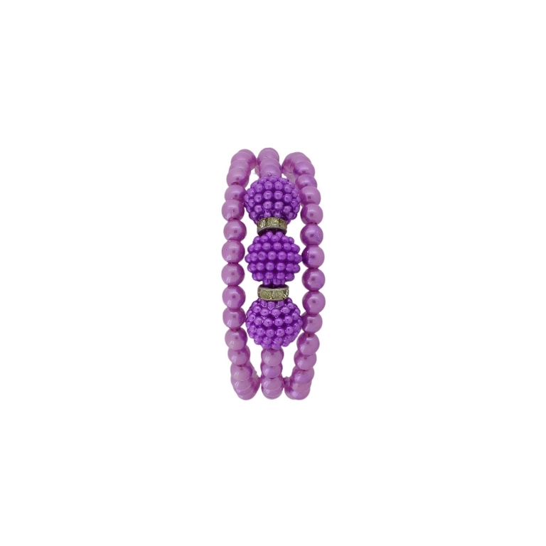 JEWELRY - CHILDREN'S BRACELET - MEMORY WIRE AND PEARLS - RASPBERRY G144 - NICKEL-PURPLE (LIGHT)-PURPLE - PACKAGE 12pcs.