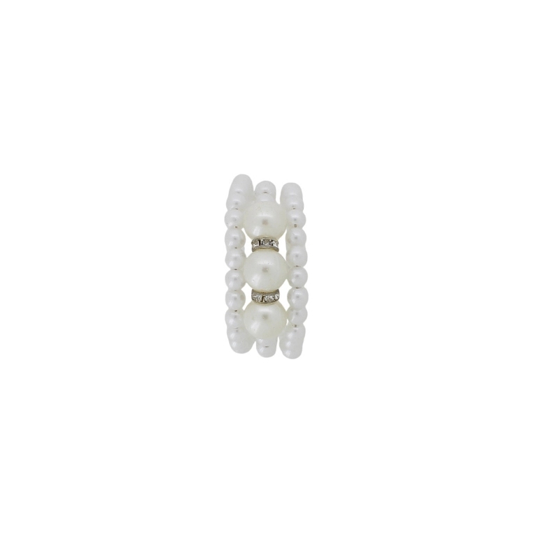 JEWELRY - CHILDREN'S BRACELET - MEMORY WIRE AND PEARLS - BALL G146 - WHITE AND ECRU - PACKAGE 12pcs.