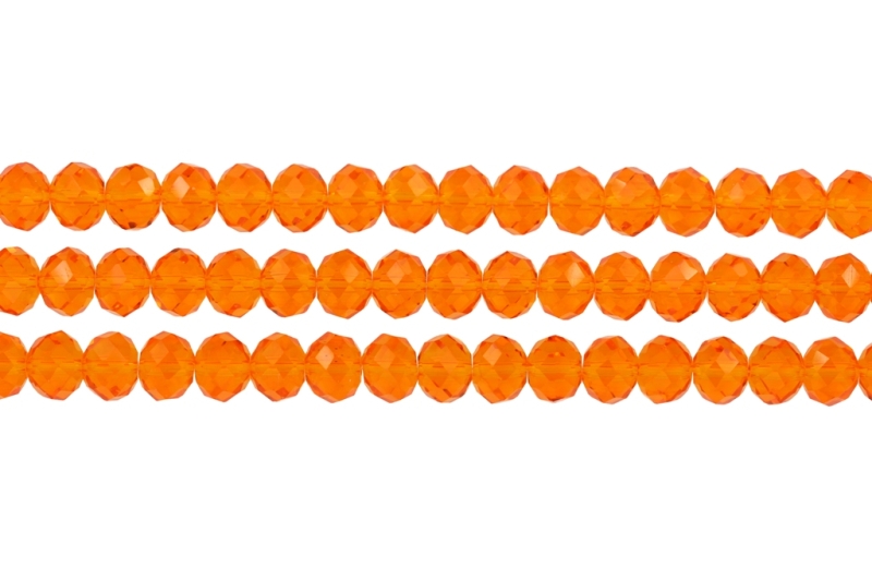 GLASS BEADS - FACETED RONDELLE CRYSTALS - 10х8mm - TRANSPARENT - ORANGE 028 - STRING (70pcs.) Hole-1.5mm