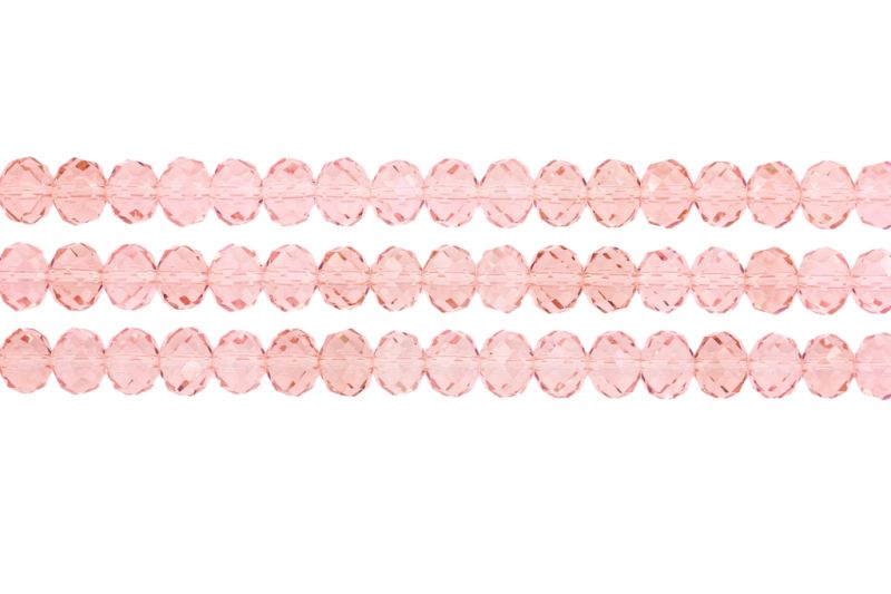 GLASS BEADS - FACETED RONDELLE CRYSTALS - 10x8mm - TRANSPARENT - PINK 031 - STRING (70pcs.) Hole-1.5mm