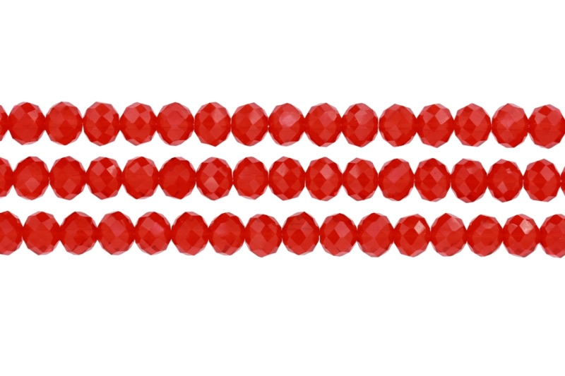 СТЪКЛЕНИ МЪНИСТА - КРИСТАЛИ - 10х8мм - ПРОЗРАЧНИ - ЧЕРВЕНО 033 - НАНИЗ (70 бр.) Отвор-1.5мм